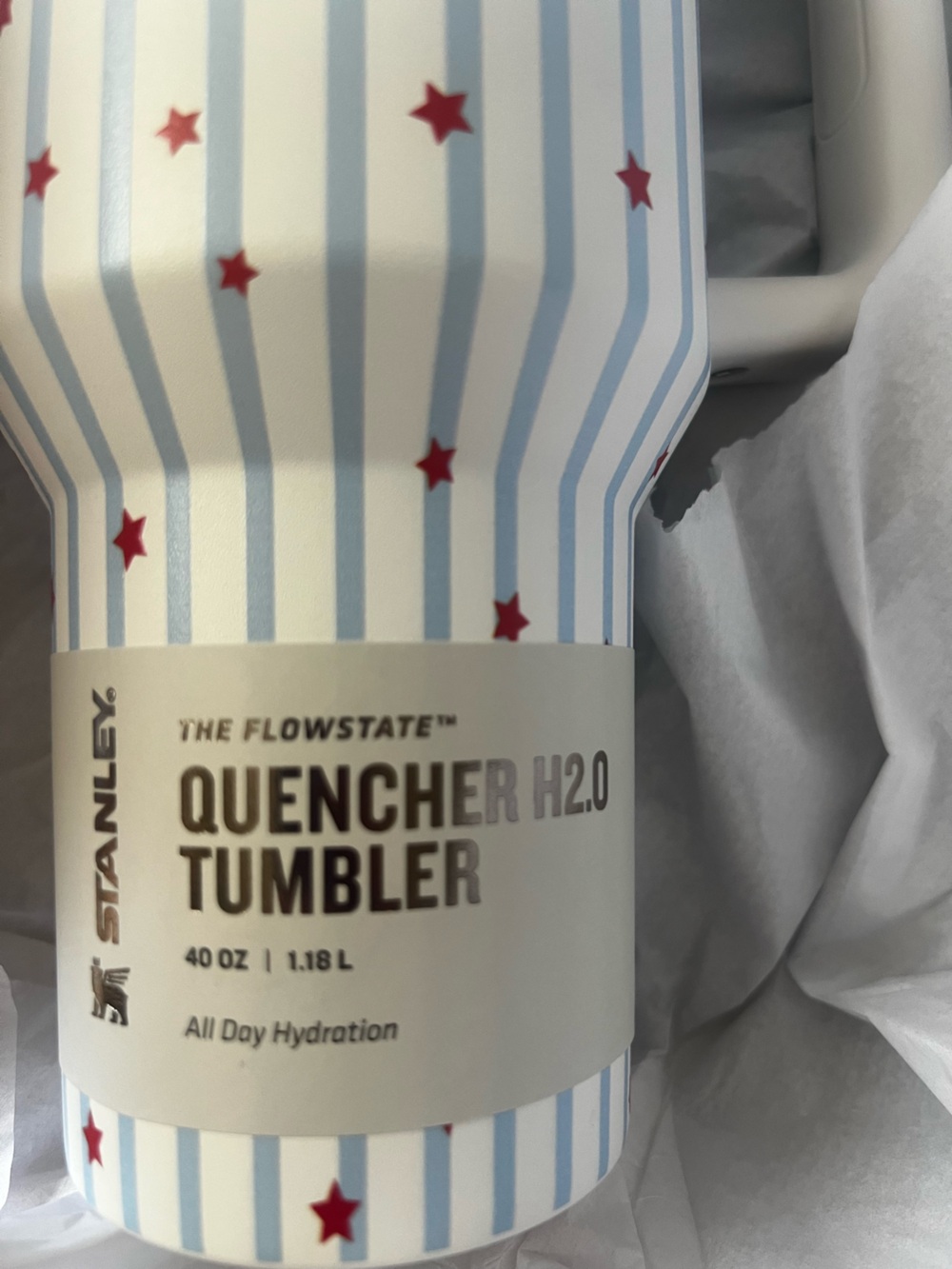 NWT - Stanley 40oz stainless steel H2.0 FlowState Quencher Tumbler Blue Stripes - Picture 3 of 7